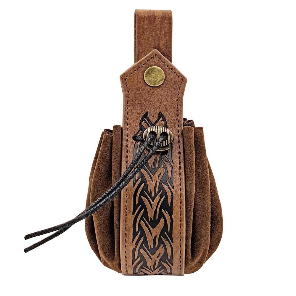 9765 Medieval Faux Leather Pouch Nordic Viking Drawstring Coin Purse Dice